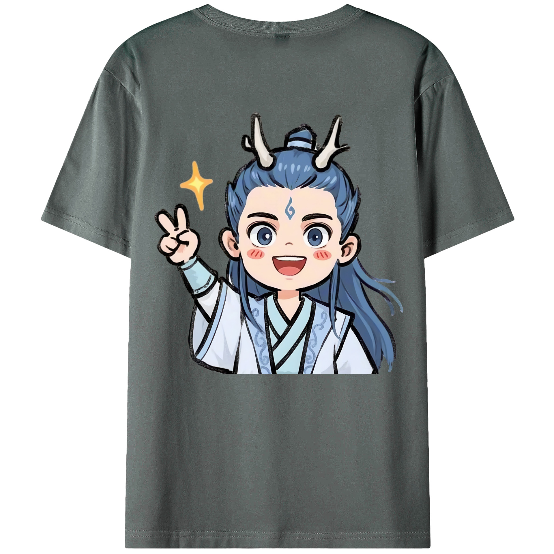 （画像用） Ne Zha 2 ナタ 魔童の大暴れ 綿100％ メンズ半袖Tシャツ（バックプリント） 通気性
